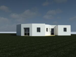Vue extérieure maison plain-pied à toit plat Glaucé V TP