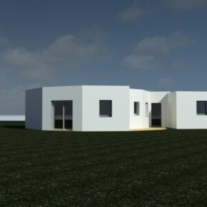 Vue extérieure maison plain-pied à toit plat Glaucé V TP