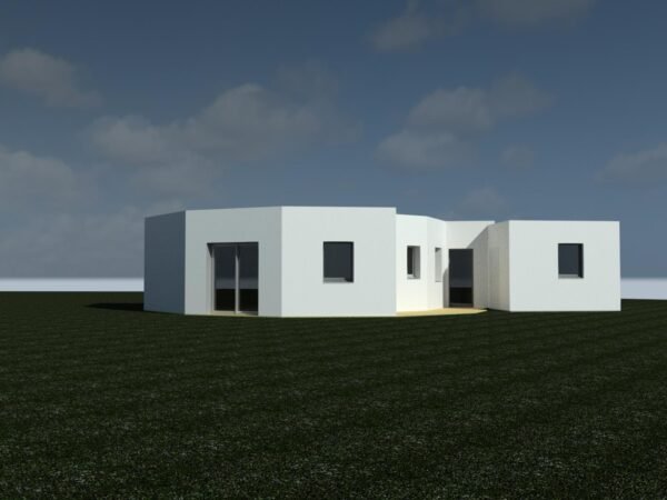 Vue extérieure maison plain-pied à toit plat Glaucé V TP